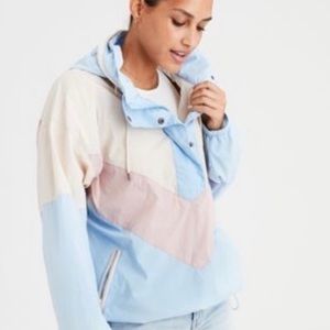 NWT American Eagle 90s Retro Style Pastel Colorblock Oversized Windbreaker M